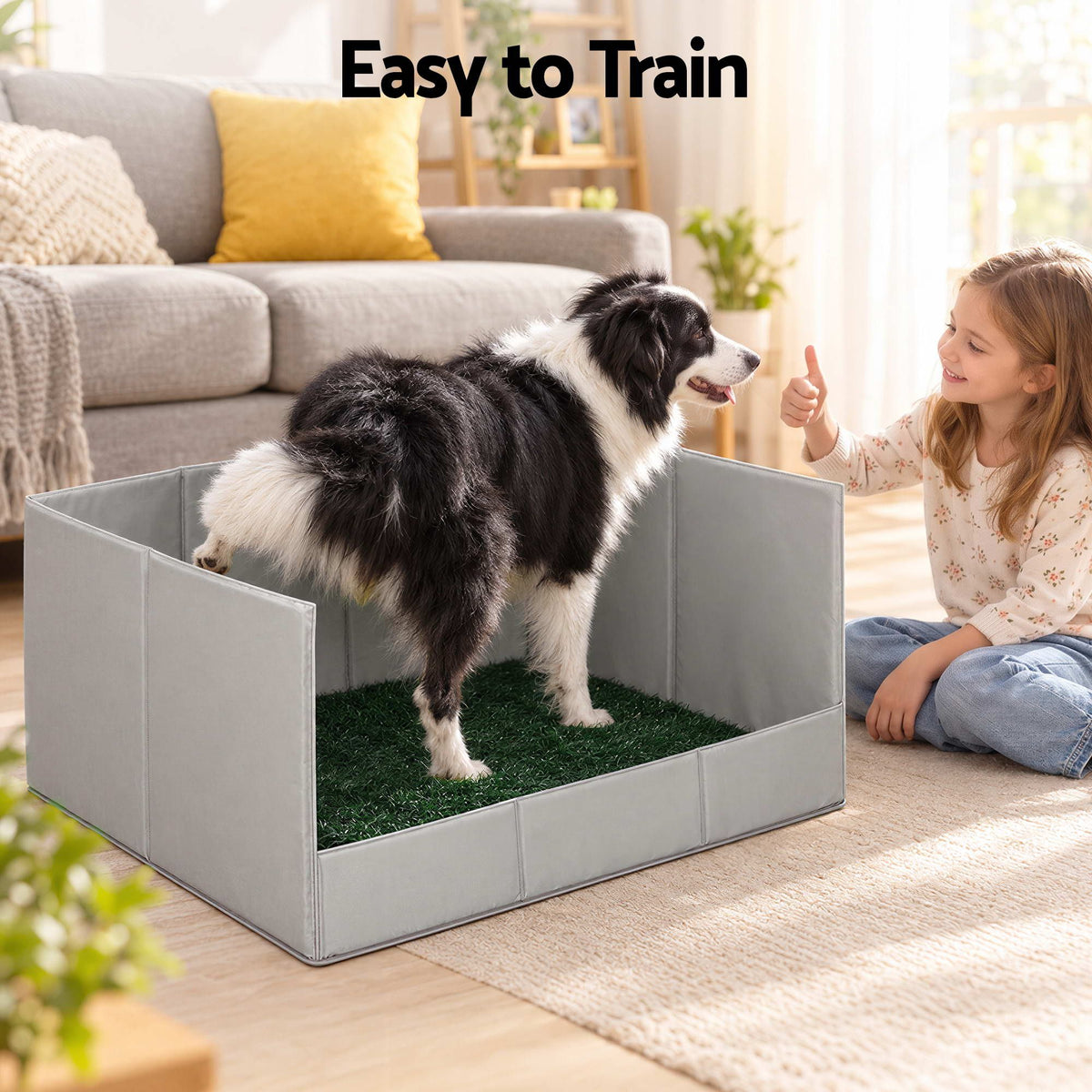 Prime Turf Foldable Dog Grass Potty Pad High Wall Tray for Apartment Balcony RV travel L Awezingly