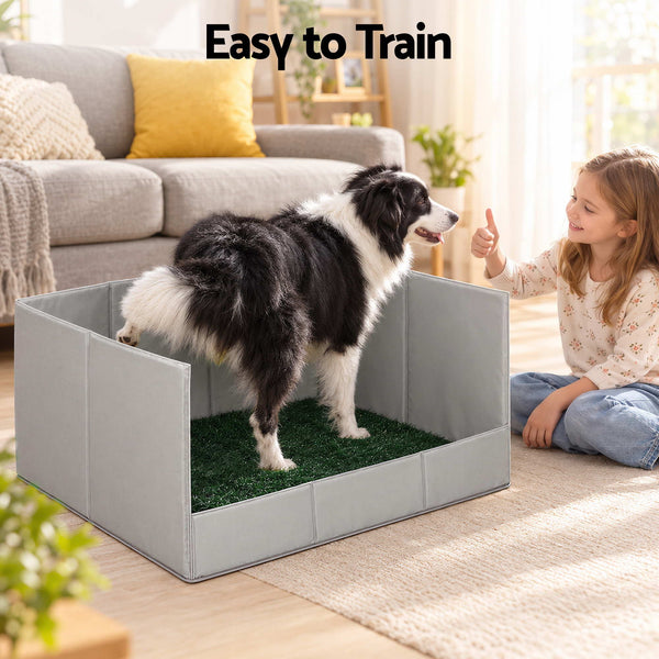 Prime Turf Foldable Dog Grass Potty Pad High Wall Tray for Apartment Balcony RV travel L Awezingly