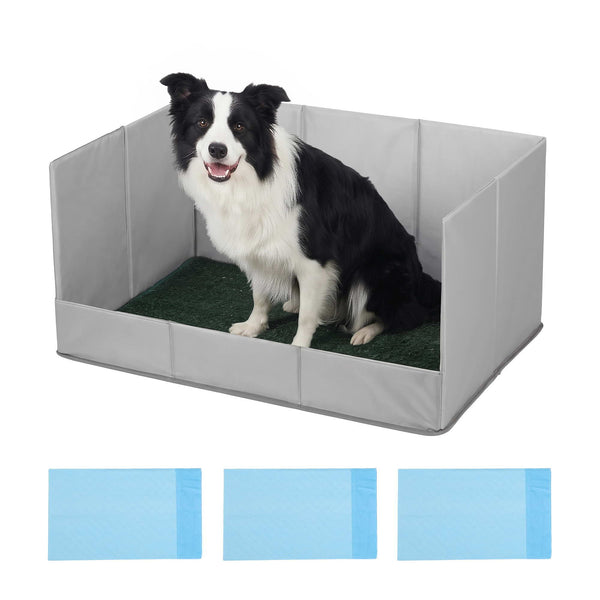 Prime Turf Foldable Dog Grass Potty Pad High Wall Tray for Apartment Balcony RV travel L Awezingly