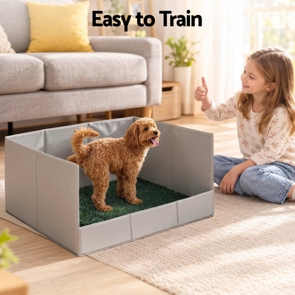 Prime Turf Foldable Dog Grass Potty Pad High Wall Tray for Apartment Balcony RV travel Awezingly