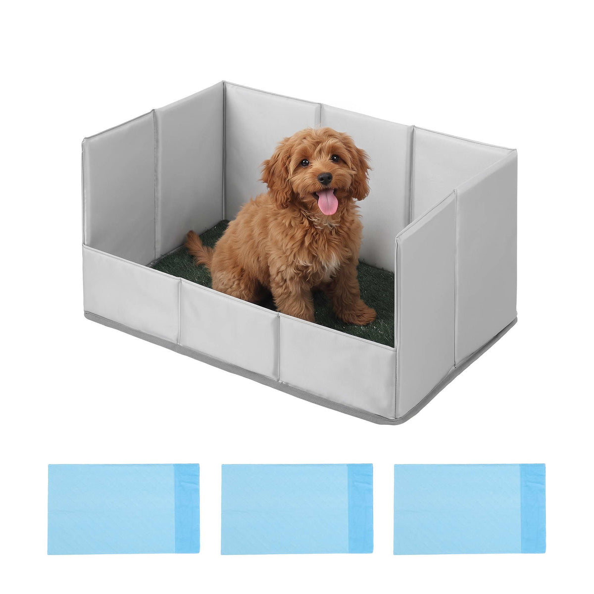 Prime Turf Foldable Dog Grass Potty Pad High Wall Tray for Apartment Balcony RV travel Awezingly