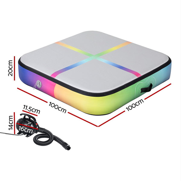 Everfit 1m Air Track Mat Inflatable Gymnastics Tumbling Mat W/ Pump Colourful Everfit