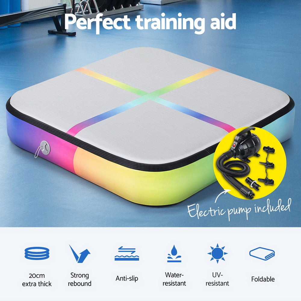 Everfit 1m Air Track Mat Inflatable Gymnastics Tumbling Mat W/ Pump Colourful Everfit