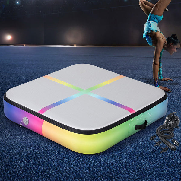 Everfit 1m Air Track Mat Inflatable Gymnastics Tumbling Mat W/ Pump Colourful Everfit