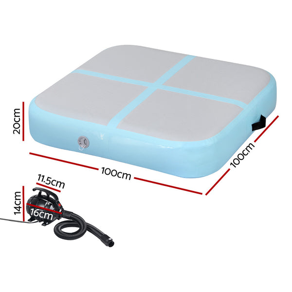 Everfit 1m Air Track Mat Inflatable Gymnastics Tumbling Mat W/ Pump Mint Green Everfit