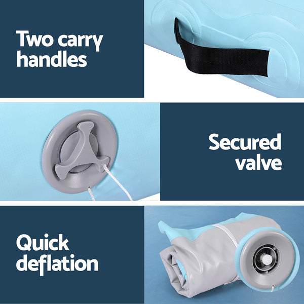 Everfit 1m Air Track Mat Inflatable Gymnastics Tumbling Mat W/ Pump Mint Green Everfit