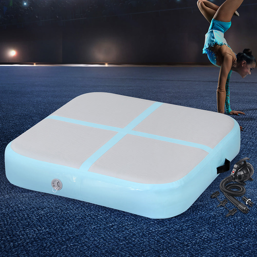 Everfit 1m Air Track Mat Inflatable Gymnastics Tumbling Mat W/ Pump Mint Green Everfit
