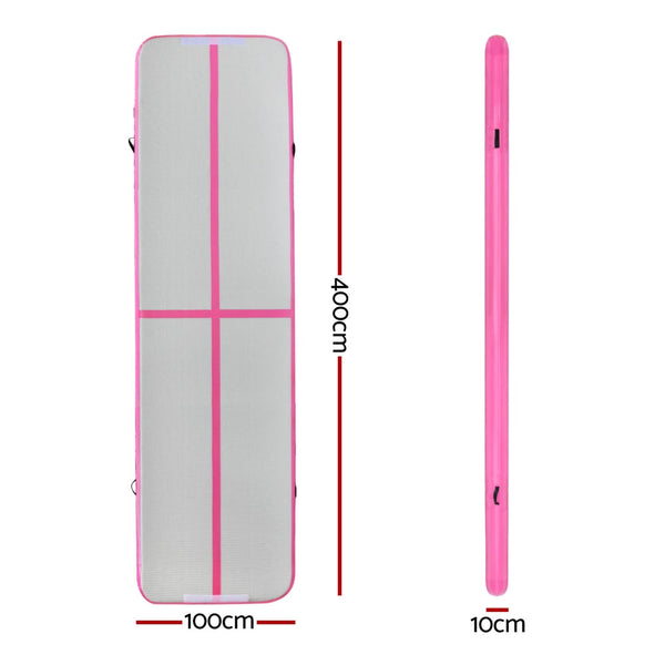 Everfit 4M Air Track Gymnastics Tumbling Exercise Cheerleading Mat Inflatable Pink Everfit