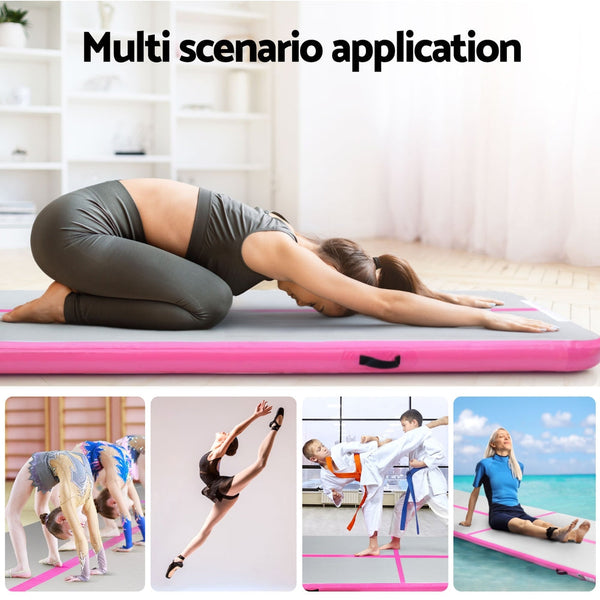 Everfit 4M Air Track Gymnastics Tumbling Exercise Cheerleading Mat Inflatable Pink Everfit