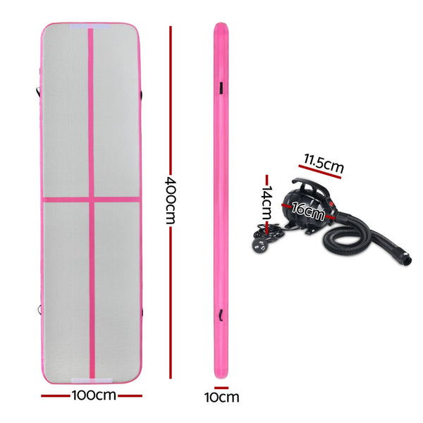 Everfit 4X1M Airtrack Inflatable Air Track Tumbling Mat W/Pump Floor Gymnastics Everfit