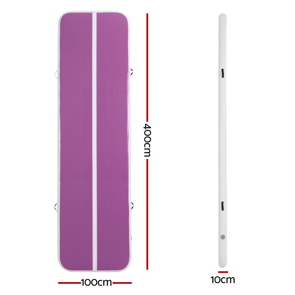 Everfit 4M Air Track Gymnastics Tumbling Exercise Cheerleading Mat Inflatable Purple Everfit