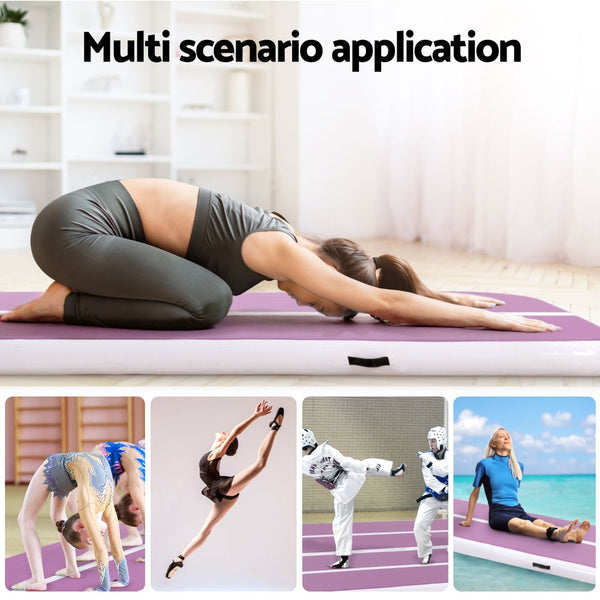 Everfit 4M Air Track Gymnastics Tumbling Exercise Cheerleading Mat Inflatable Purple Everfit