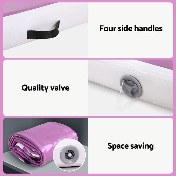 Everfit 4M Air Track Gymnastics Tumbling Exercise Yoga Mat W/ Pump Inflatable Purple Everfit