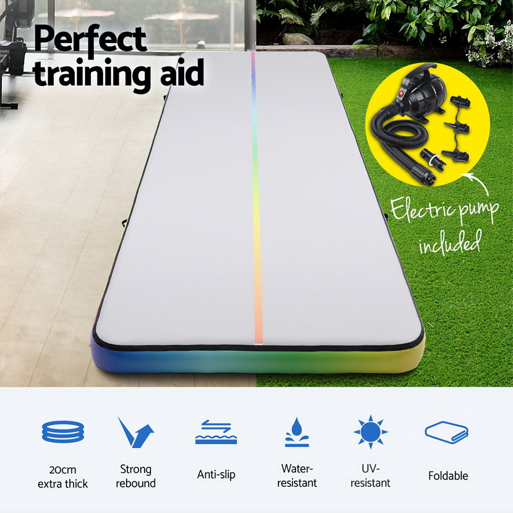 Everfit 6M Air Track Mat Inflatable Gymnastics Tumbling Mat W/ Pump Colourful Everfit
