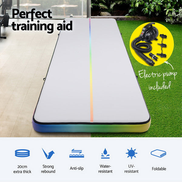 Everfit 6M Air Track Mat Inflatable Gymnastics Tumbling Mat W/ Pump Colourful Everfit