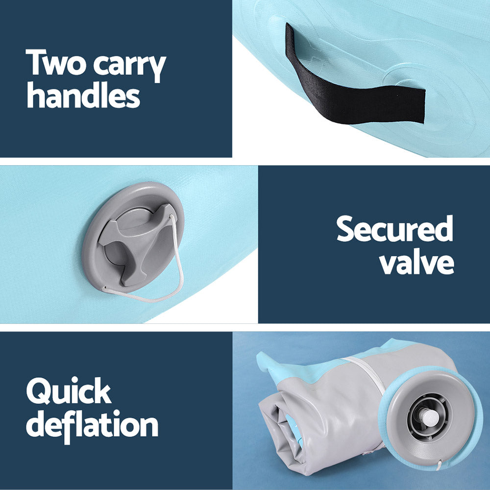 Everfit 1m Air Track Spot Inflatable Gymnastics Tumbling Mat Round W/ Pump Green Everfit