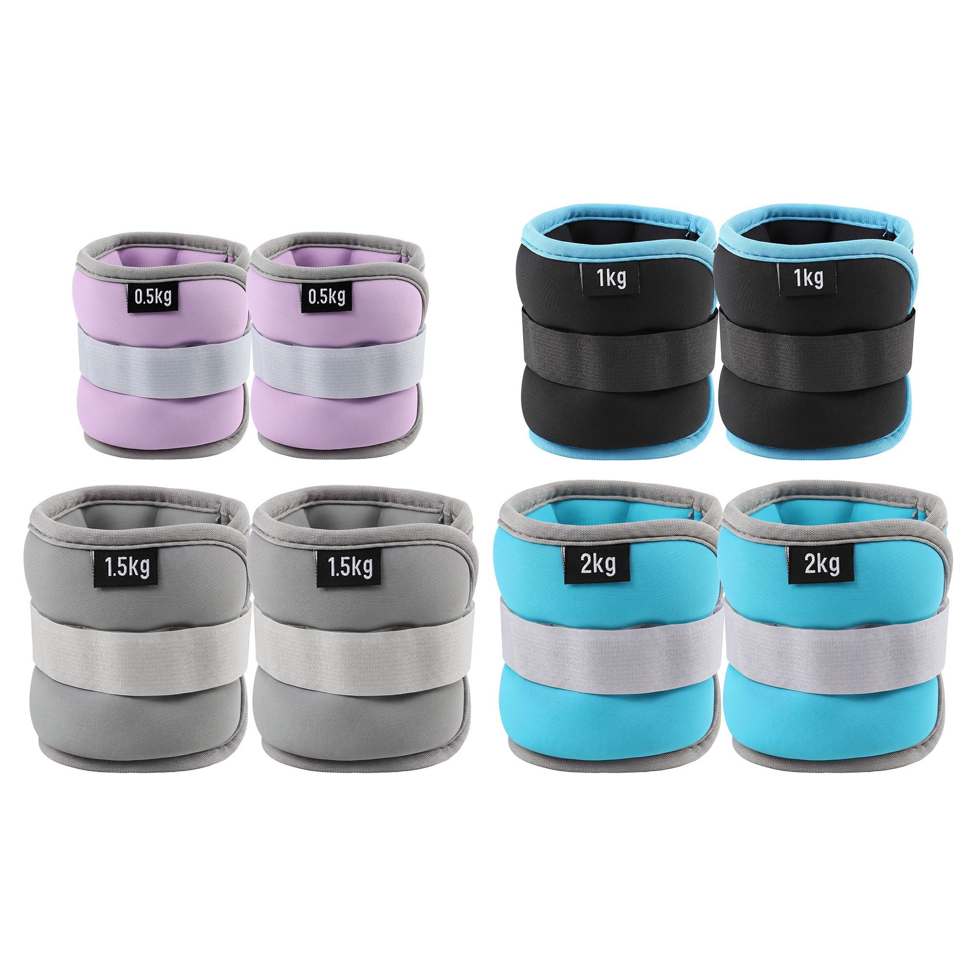 Everfit Ankle Wrist Weights for Women & Men, 4 Colors Set with 1 2 3 4kg Wearable Leg Arm Weights with Secure Fit for Walking, Running, Pilates, Home Fitness Everfit