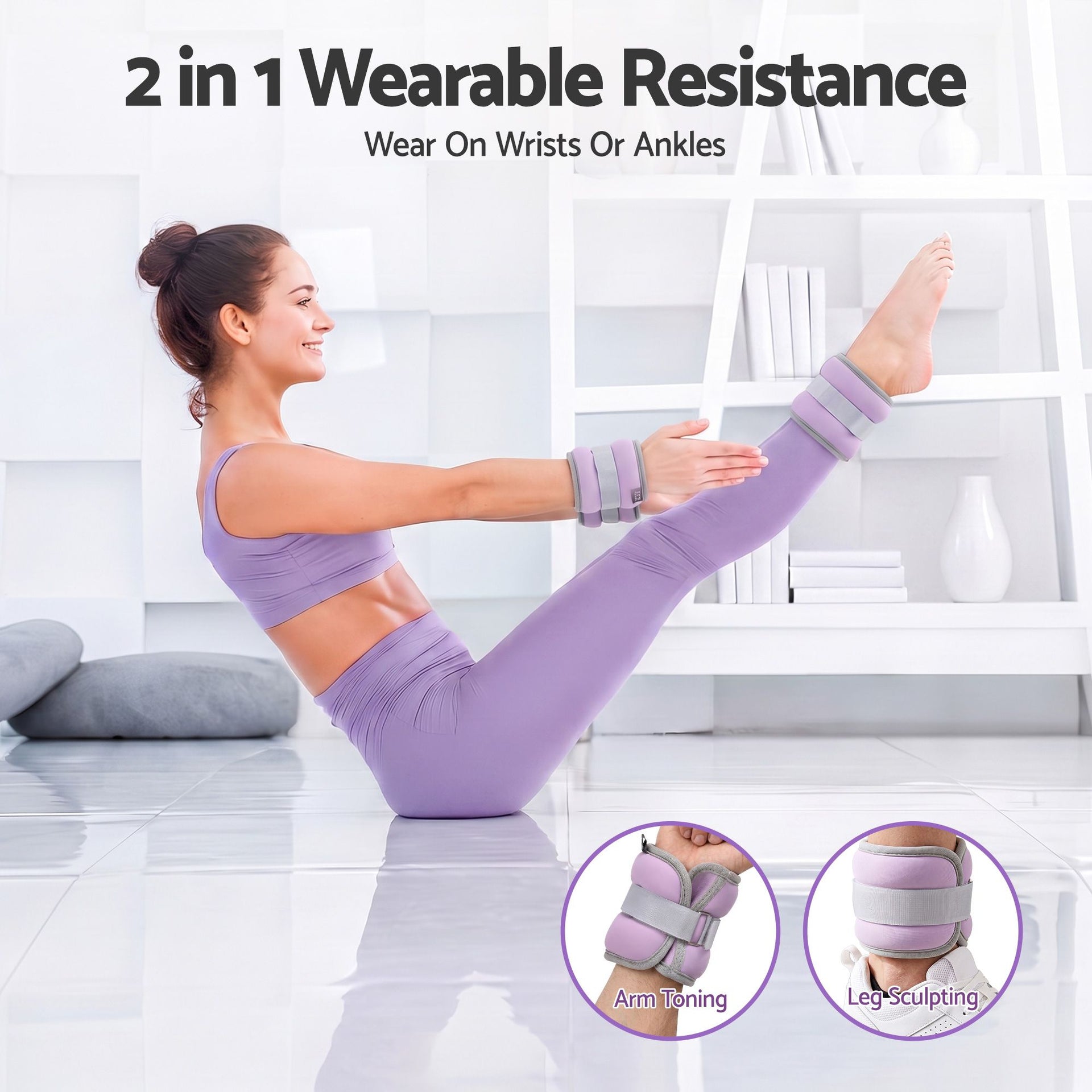 Everfit Ankle Wrist Weights for Women & Men, 4 Colors Set with 1 2 3 4kg Wearable Leg Arm Weights with Secure Fit for Walking, Running, Pilates, Home Fitness Everfit