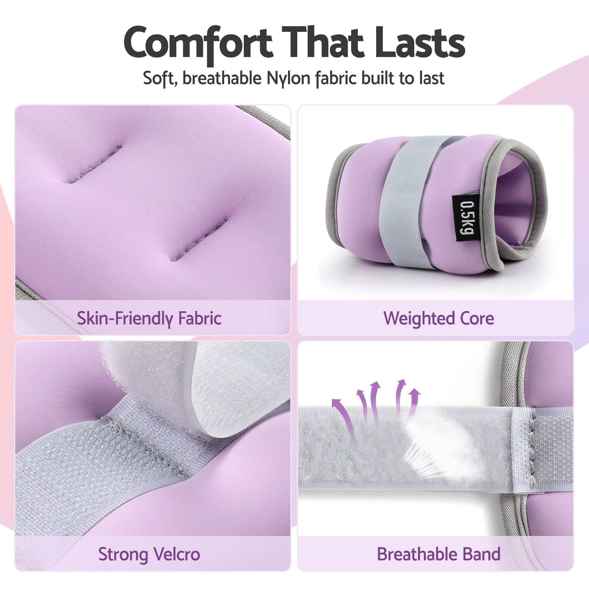 Everfit Ankle Wrist Weights for Women & Men, 4 Colors Set with 1 2 3 4kg Wearable Leg Arm Weights with Secure Fit for Walking, Running, Pilates, Home Fitness Everfit