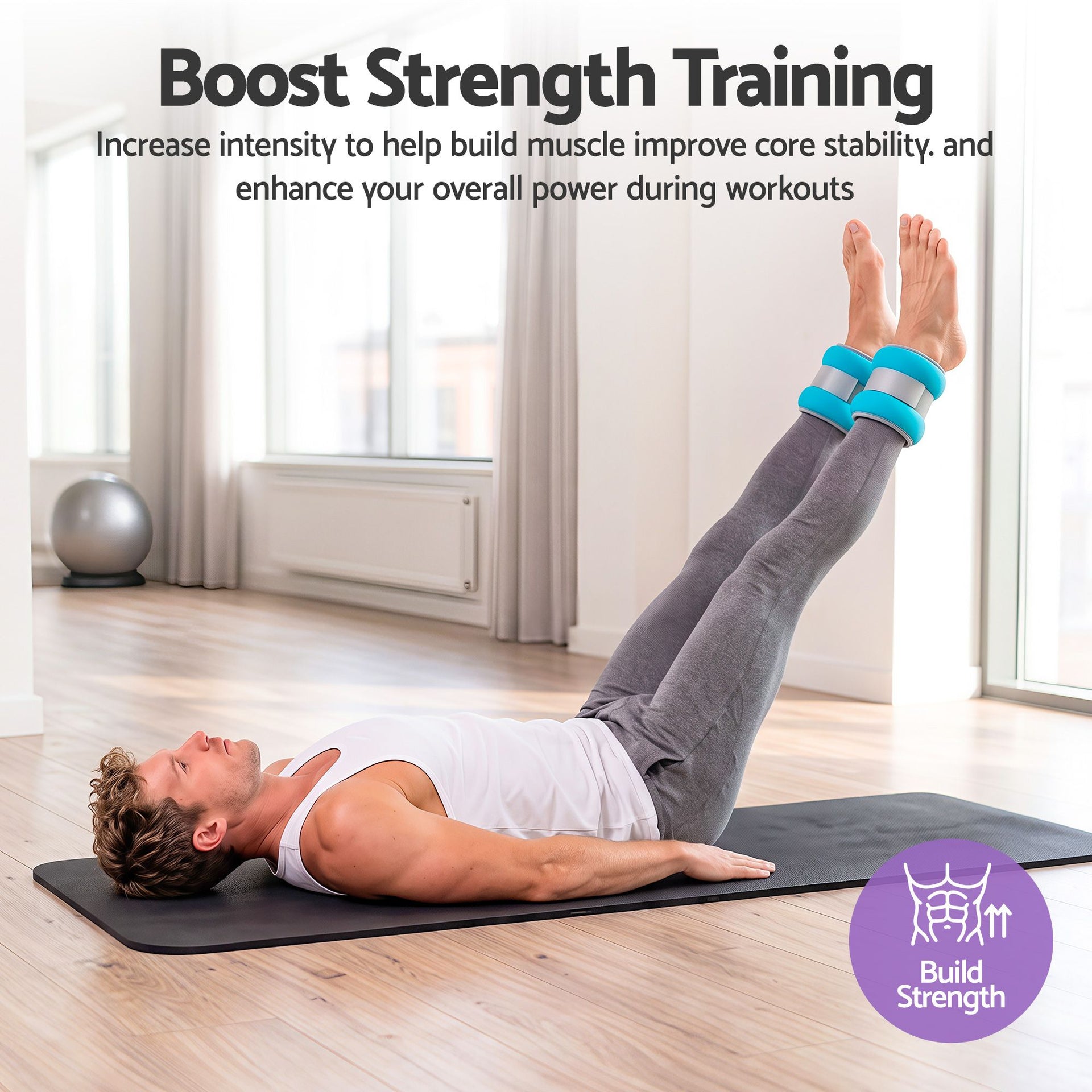 Everfit Ankle Wrist Weights for Women & Men, 4 Colors Set with 1 2 3 4kg Wearable Leg Arm Weights with Secure Fit for Walking, Running, Pilates, Home Fitness Everfit