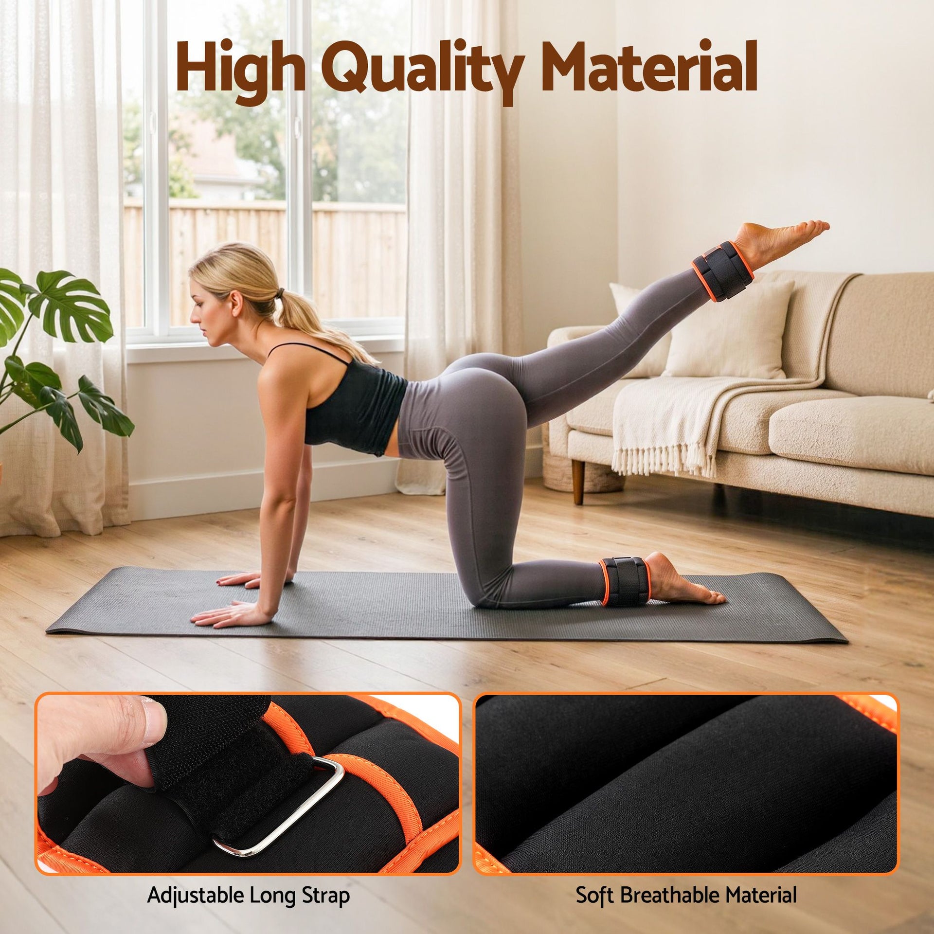 Everfit Adjustable Ankle Weights, 1 Pair (0.9-4.55Kg) Removable Sandbags for Women & Men, Wrist Weights & Leg Weights for Home Gym, Pilates, Walking, Strength Training Awezingly
