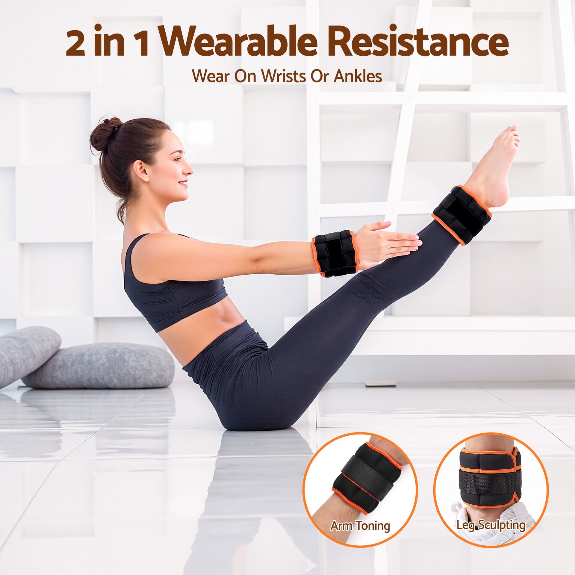 Everfit Adjustable Ankle Weights, 1 Pair (0.9-4.55Kg) Removable Sandbags for Women & Men, Wrist Weights & Leg Weights for Home Gym, Pilates, Walking, Strength Training Awezingly