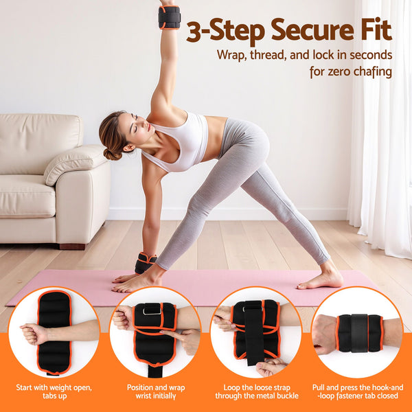 Everfit Adjustable Ankle Weights, 1 Pair (0.9-4.55Kg) Removable Sandbags for Women & Men, Wrist Weights & Leg Weights for Home Gym, Pilates, Walking, Strength Training Awezingly