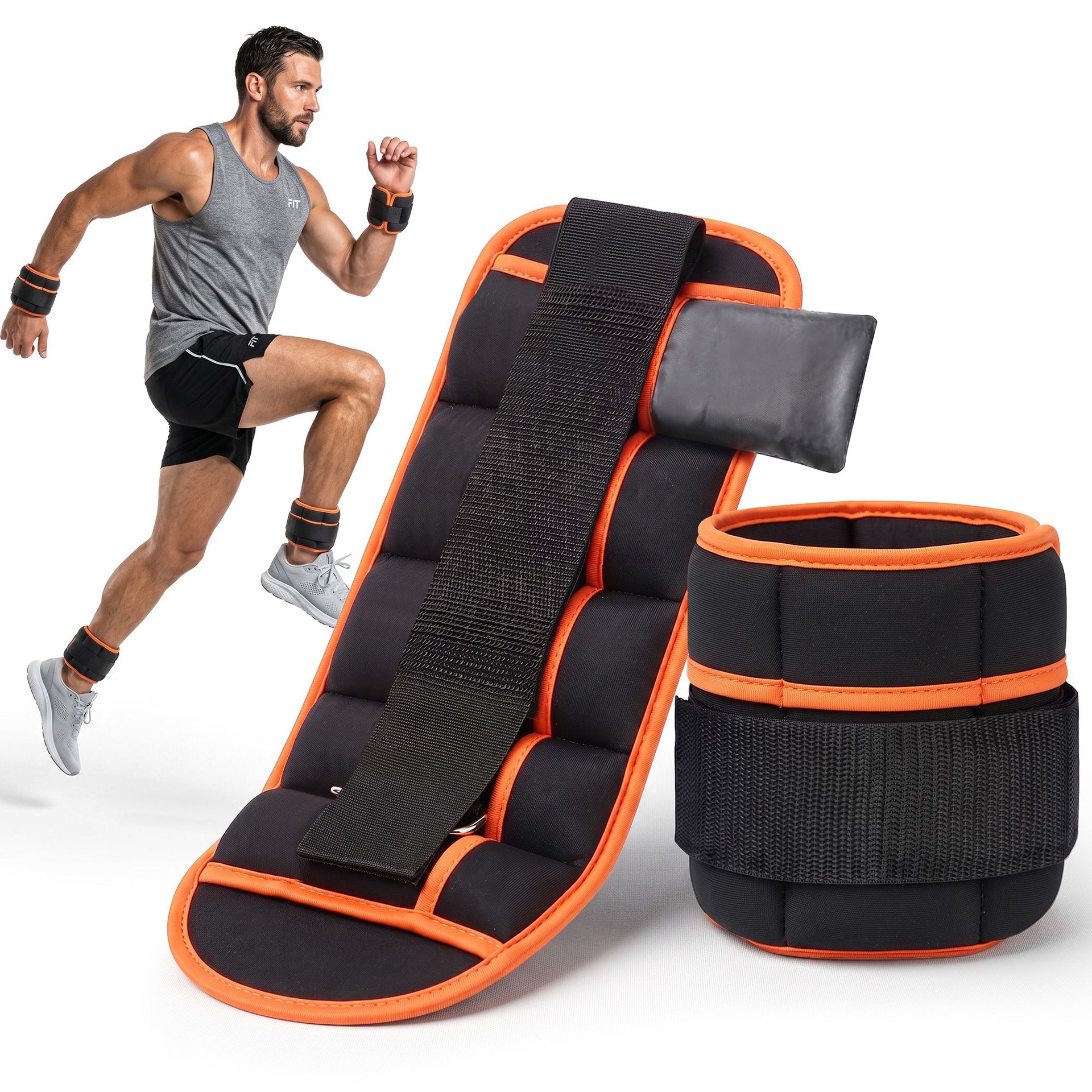 Everfit Adjustable Ankle Weights, 1 Pair (0.9-4.55Kg) Removable Sandbags for Women & Men, Wrist Weights & Leg Weights for Home Gym, Pilates, Walking, Strength Training Awezingly