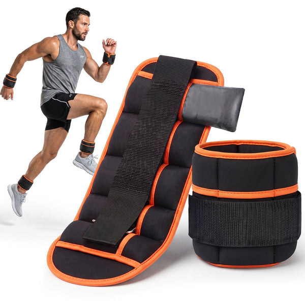Everfit Adjustable Ankle Weights, 1 Pair (0.9-4.55Kg) Removable Sandbags for Women & Men, Wrist Weights & Leg Weights for Home Gym, Pilates, Walking, Strength Training Awezingly