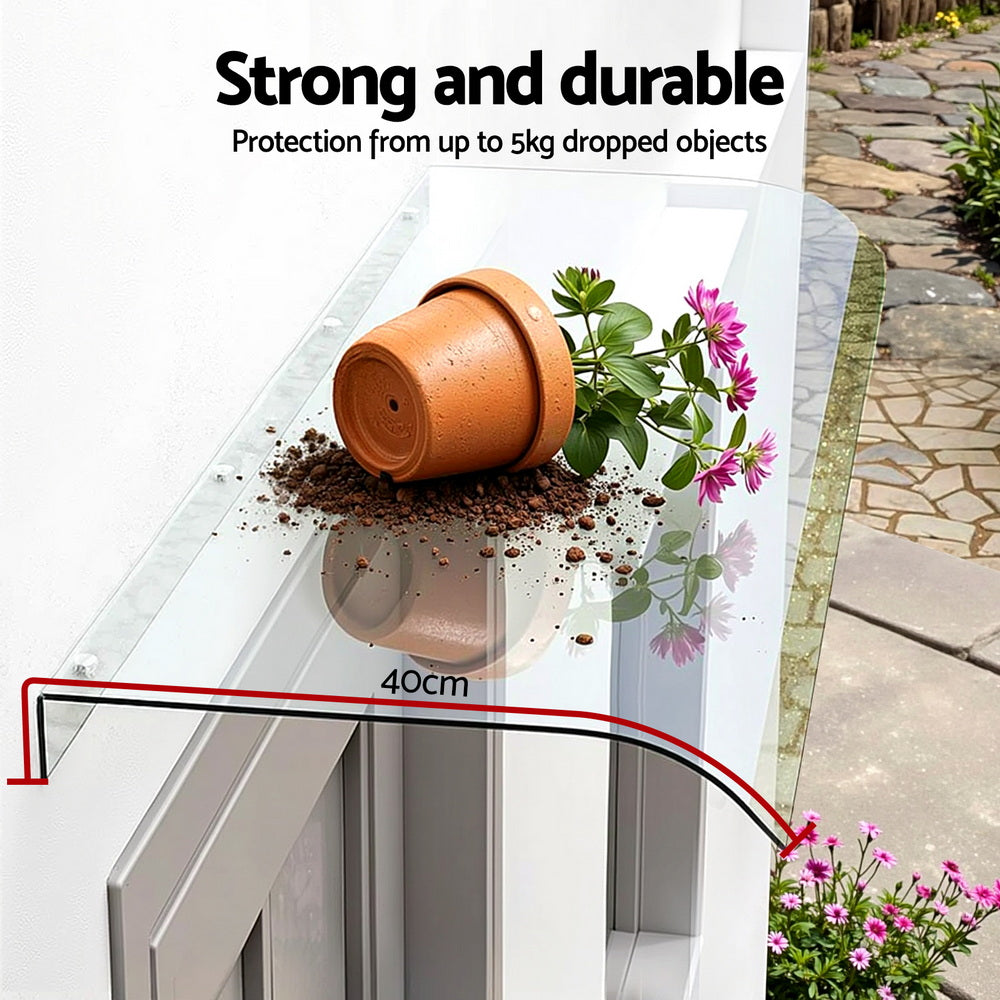 Instahut Window Door Awning 0.4mx1m Transparent Awezingly