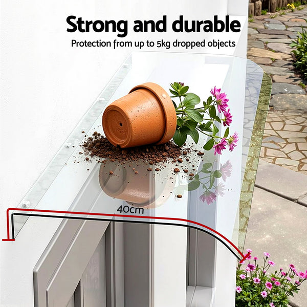 Instahut Window Door Awning 0.4mx1m Transparent Awezingly