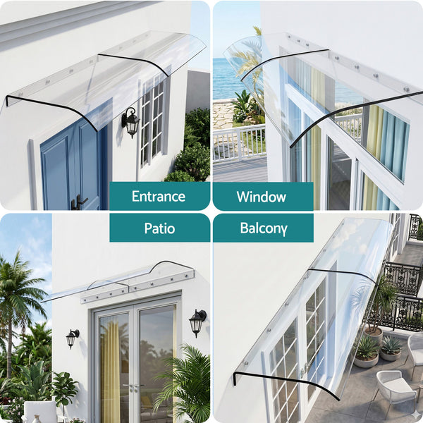 Instahut Window Door Awning 0.4mx2m Transparent instahut