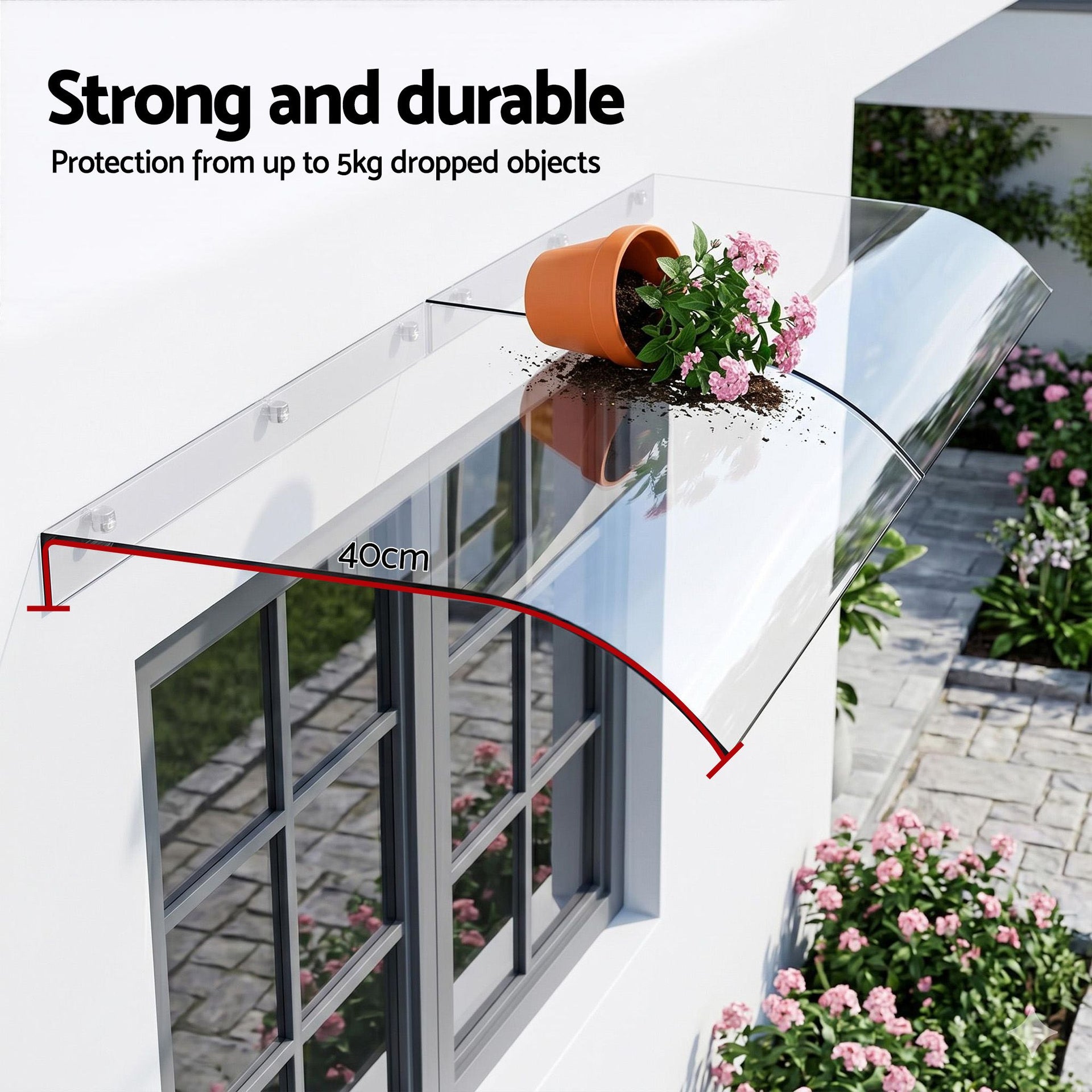 Instahut Window Door Awning 0.4mx2m Transparent instahut