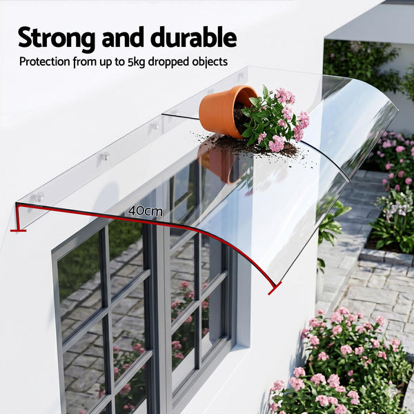 Instahut Window Door Awning 0.4mx2m Transparent instahut