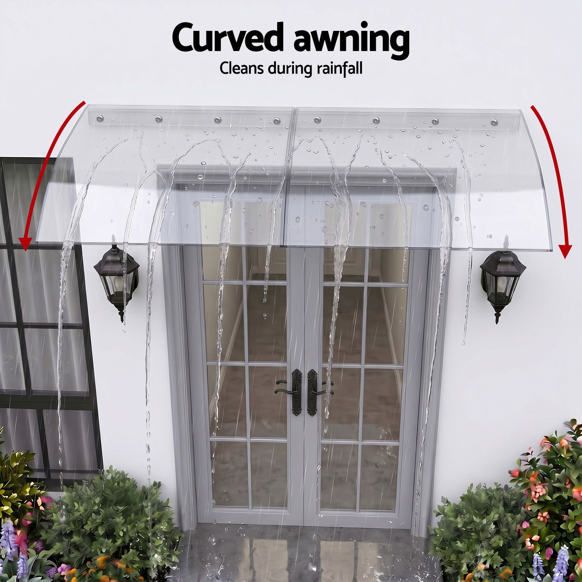 Instahut Window Door Awning 0.4mx2m Transparent instahut