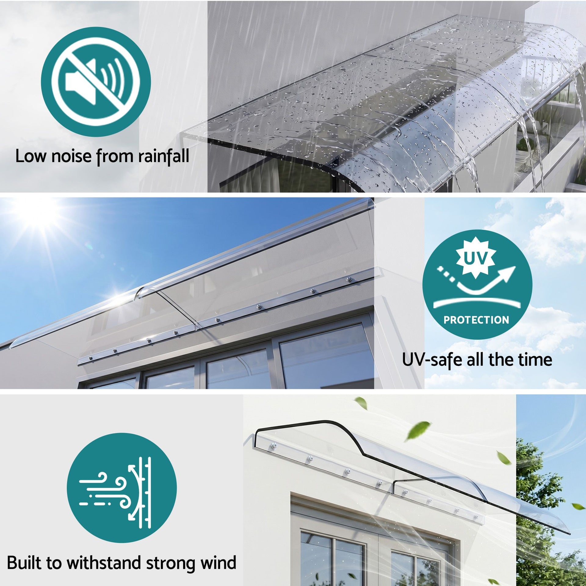 Instahut Window Door Awning 0.4mx2m Transparent instahut