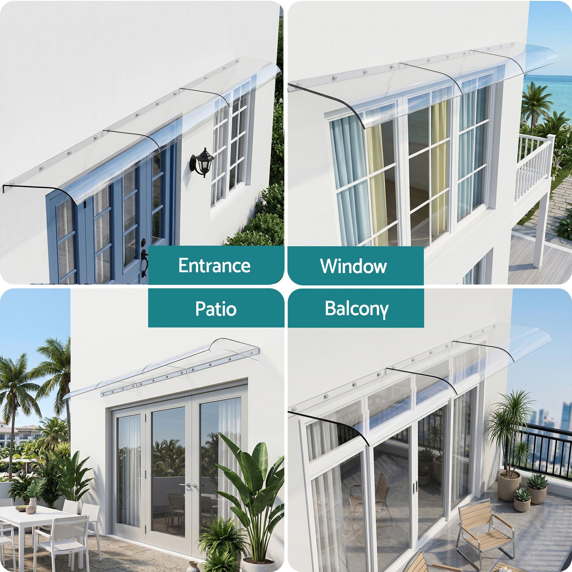 Instahut Window Door Awning 0.4mx3m Transparent instahut