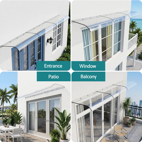 Instahut Window Door Awning 0.4mx3m Transparent instahut