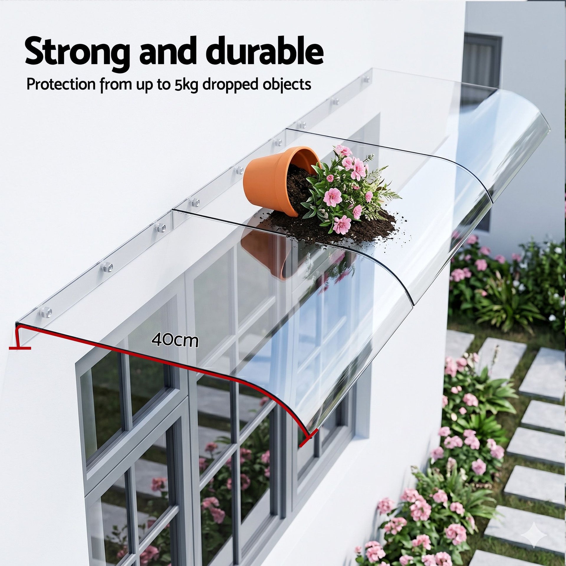 Instahut Window Door Awning 0.4mx3m Transparent instahut