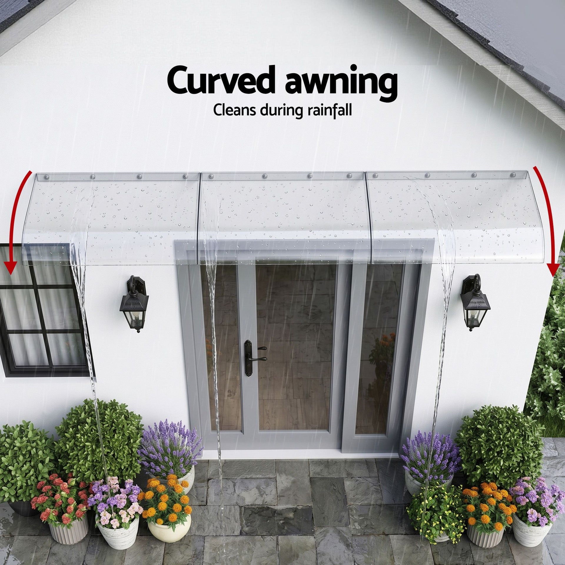 Instahut Window Door Awning 0.4mx3m Transparent instahut