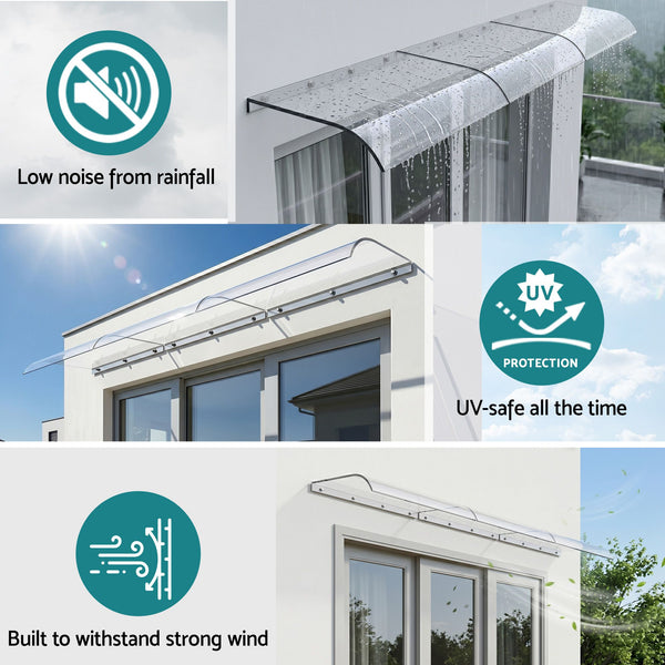 Instahut Window Door Awning 0.4mx3m Transparent instahut