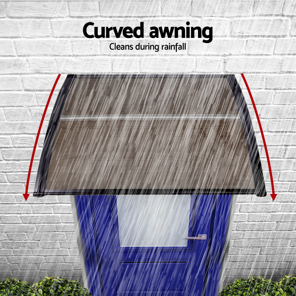 Instahut Window Door Awning 0.8mx1m Brown Awezingly