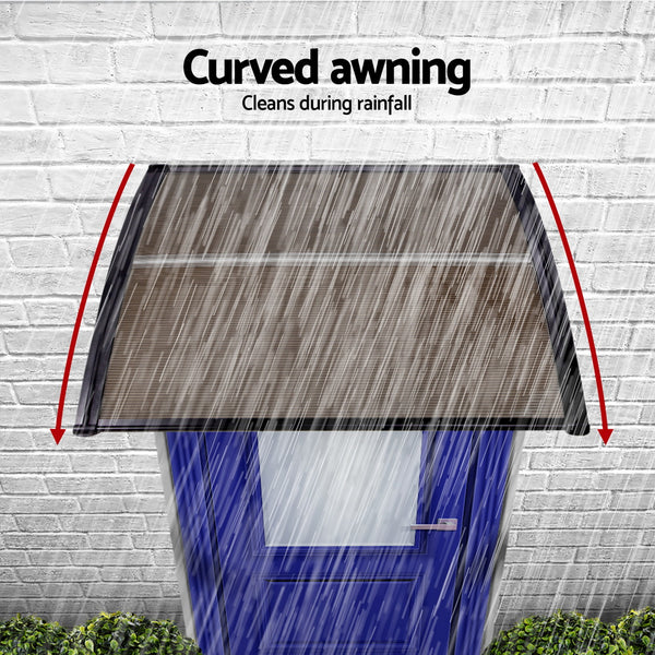 Instahut Window Door Awning 0.8mx1m Brown Awezingly