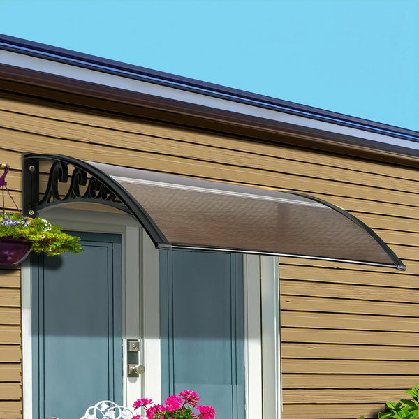 Instahut Window Door Awning 0.8mx1m Brown Awezingly
