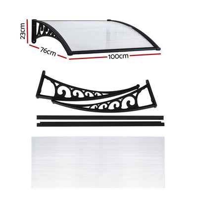 Instahut Window Door Awning 0.8mx1m Transparent