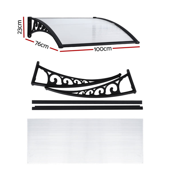 Instahut Window Door Awning 0.8mx1m Transparent Awezingly
