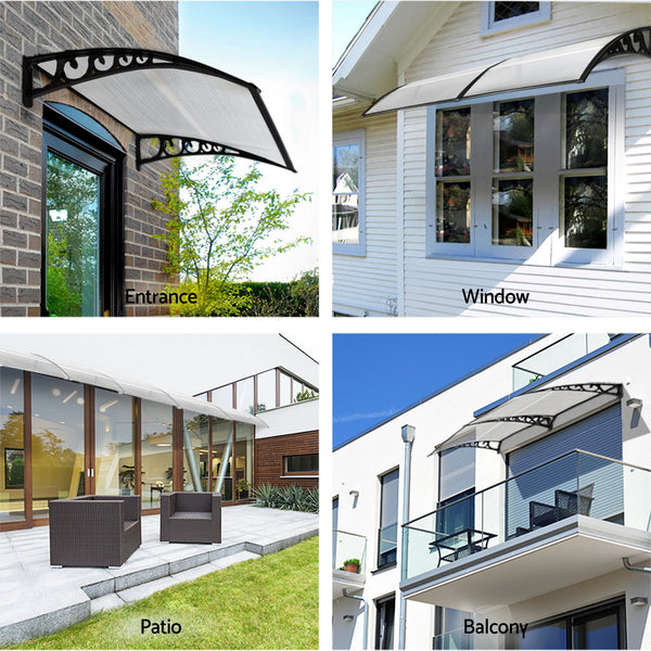 Instahut Window Door Awning 0.8mx1m Transparent Awezingly