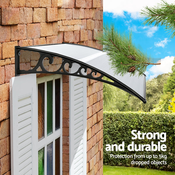 Instahut Window Door Awning 0.8mx1m Transparent Awezingly