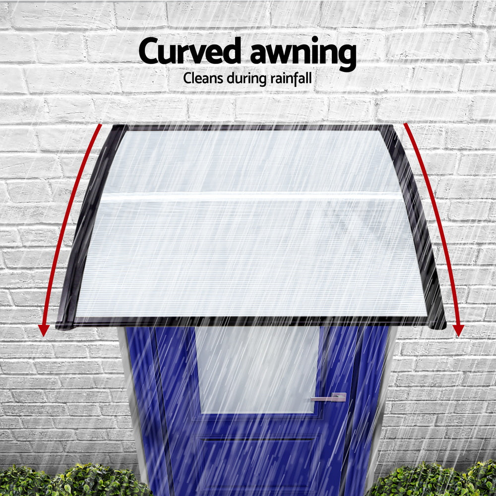 Instahut Window Door Awning 0.8mx1m Transparent Awezingly