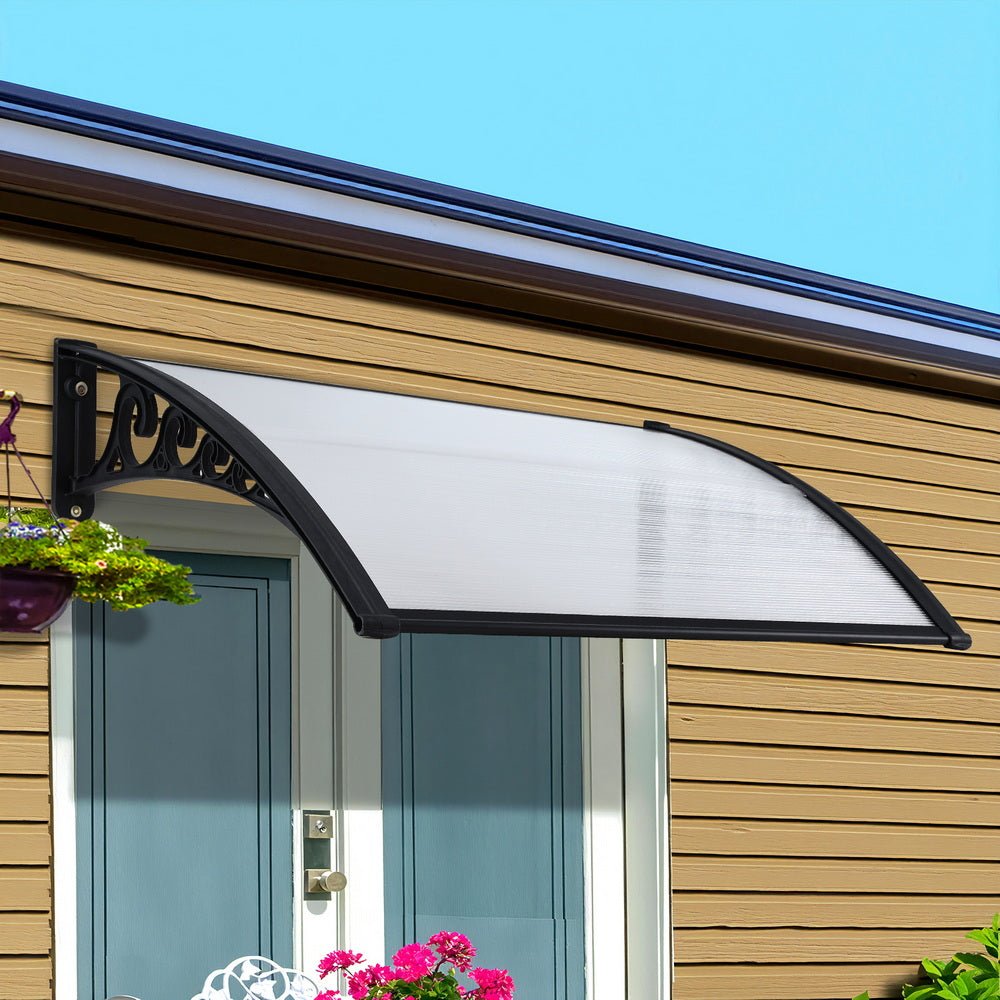 Instahut Window Door Awning 0.8mx1m Transparent Awezingly